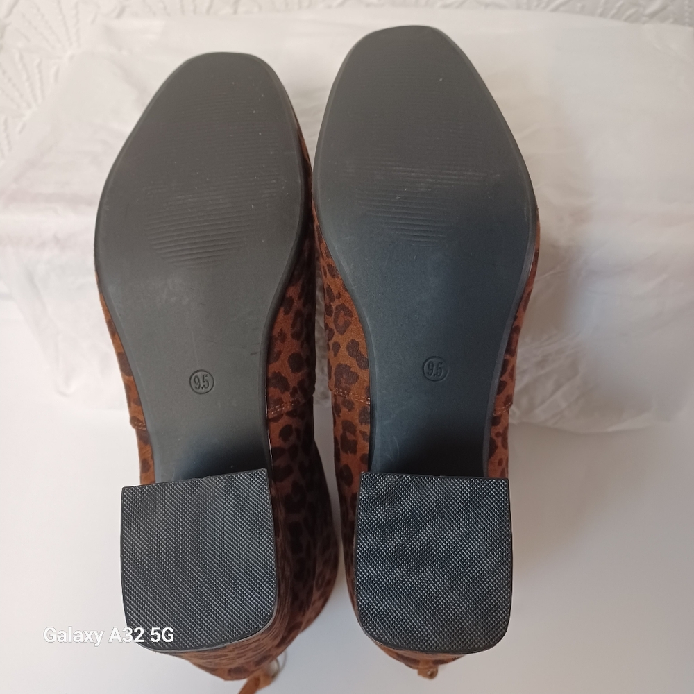 LOFT Brown Ankle Boots with Chunky Heel Leopard  Print Size 9.5 - Picture 7 of 11
